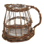 Кашпо стеклянное в плетёной корзине Mistress варинант исполнения - 1 | Loft Concept в Новосибирске