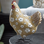 Статуэтка курица с белым цветочным узором и металлическими ножками Rustic Chicken варинант исполнения - 3 | Loft Concept в Новосибирске