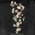 Люстра каскадная из белых цветов каллы и птичек Refined Taste of Light варинант исполнения - 1 | Loft Concept в Новосибирске