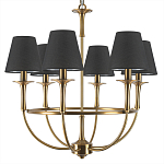 Люстра на металлическом основании бронзового цвета с 6-ю черными конусовидными абажурами Dignity варинант исполнения - 6 | Loft Concept в Новосибирске