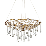 Люстра подвесная золотого цвета с металлическим сетчатым основанием и стеклянными каплевидными подвесками Hinkley варинант исполнения - 1 | Loft Concept в Новосибирске