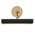 Светильник для картин цвет винтажная латунь с прямоугольным плафоном из кожи черного цвета Alora варинант исполнения - 3 | Loft Concept в Новосибирске