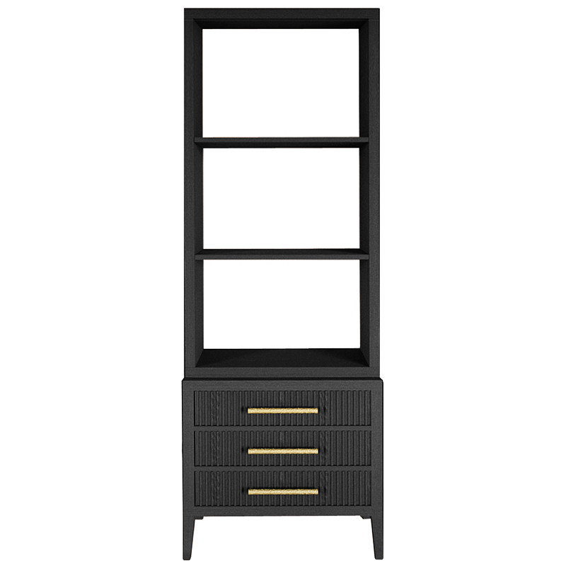 Этажерка Primo с ящиками шпон Черный дуб Черный Золотой в Новосибирске | Loft Concept 