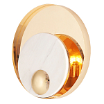 Бра с круглым плафоном из белого мрамора и золотистым металлическим обрамлением  Ginger & Jagger варинант исполнения - 1 | Loft Concept в Новосибирске