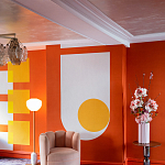 Обои ручная роспись Chez Nina by India Mahdavi Lantana colourway on Arancio dyed silk варинант исполнения - 5 | Loft Concept в Новосибирске