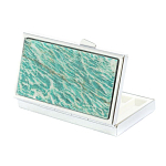 Таблетница карманная прямоугольная на 7 отделений с зеркалом и накладкой из натурального камня Амазонит Silver Stone Pillboxes варинант исполнения - 2 | Loft Concept в Новосибирске