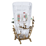 Ваза стеклянная прозрачная с бронзовым основанием в виде ветвей и фарфоровыми птичками Eden Garden варинант исполнения - 2 | Loft Concept в Новосибирске