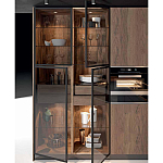 Комбинированный кухонный гарнитур сине-серого цвета с фасадом под дерево Benjamin Kitchen Set варинант исполнения - 3 | Loft Concept в Новосибирске