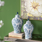 Ваза с крышкой и голубым цветочным рисунком на белом фоне Blue & White Ornament варинант исполнения - 6 | Loft Concept в Новосибирске