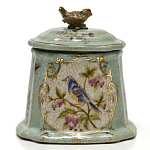 Шкатулка голубого цвета с рисунком и состаренным эффектом Eden Garden варинант исполнения - 1 | Loft Concept в Новосибирске