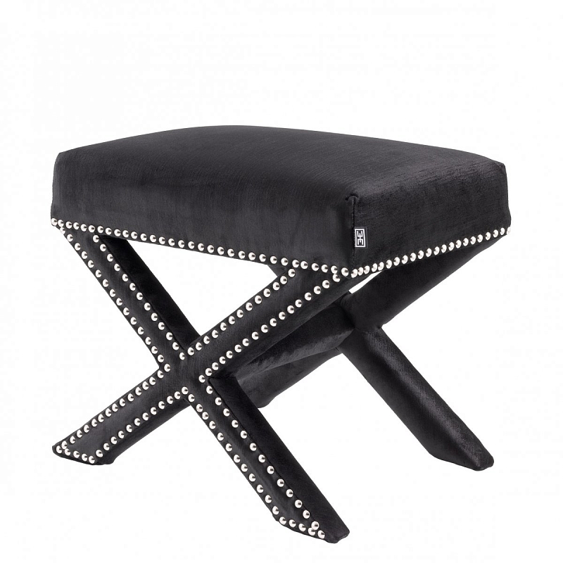 Оттоманка Eichholtz Stool Perugia Black Черный Никель в Новосибирске | Loft Concept 