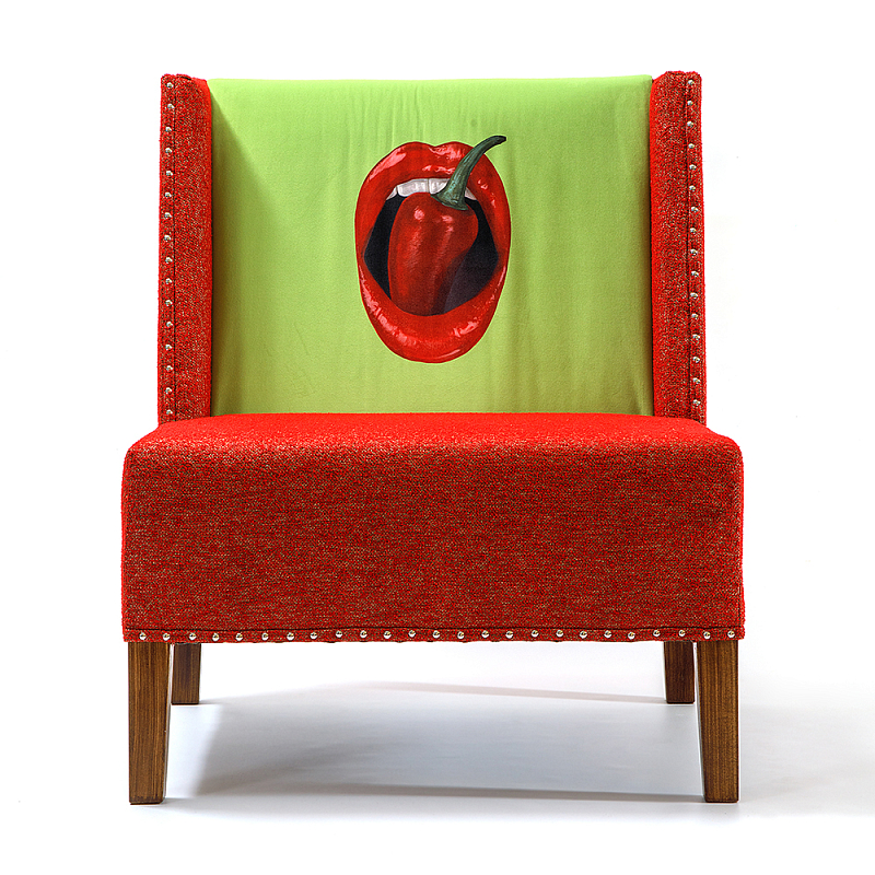 FUN Armchair "Chili Pepper" Red Дизайнерское кресло с цветным принтом Красный Зеленый в Новосибирске | Loft Concept 
