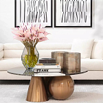 Дизайнерский журнальный стол с круглой столешницей на 3-х геометрических ножках Lehumod варинант исполнения - 4 | Loft Concept в Новосибирске