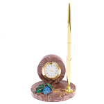 Часы настольные с шариковой металлической ручкой из натурального камня Stone Clock варинант исполнения - 4 | Loft Concept в Новосибирске