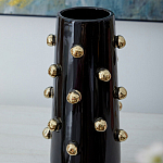 Ваза черная цилиндрическая с глянцевым покрытием и золотыми декоративными элементами Molecule Collection варинант исполнения - 2 | Loft Concept в Новосибирске