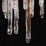 Люстра линейная золотого цвета с декоративными ветвями и длинными стеклянными подвесками в форме сосулек Droplet Chandelier варинант исполнения - 9 | Loft Concept в Новосибирске