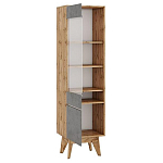 Шкаф-витрина с фасадом цвета серый бетон и стеклянной дверкой Grace of Furniture варинант исполнения - 2 | Loft Concept в Новосибирске