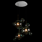 Люстра подвесная с прозрачными бирюзовыми стеклянными шарами и круглым основанием 3 лампы Giopato & Coombes варинант исполнения - 4 | Loft Concept в Новосибирске
