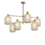 Люстра потолочная с абажурами из металлической сетки Loft Grid Pendant Gold варинант исполнения - 1 | Loft Concept в Новосибирске
