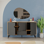 Комод цвета древесины с 3-мя дверцами и выдвижным ящиком темно-серого цвета SPARK CONSOLE OAK ANTHRACITE варинант исполнения - 2 | Loft Concept в Новосибирске