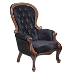 Кресло с мягкой обивкой из черного велюра на 4-х деревянных ножках Evelyn Classical Armchair варинант исполнения - 1 | Loft Concept в Новосибирске