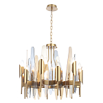 Люстра с вертикальными стеклянными элементами и металлическим каркасом цвета Латунь Vertical Glass варинант исполнения - 1 | Loft Concept в Новосибирске