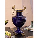 Ваза темно-синего цвета из фарфора с бронзовыми стрекозами Eden Garden porcelain and bronze варинант исполнения - 3 | Loft Concept в Новосибирске
