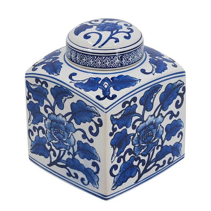 Ваза с крышкой в китайском стиле Oriental Blue & White Ornament Vases Синий Белый в Новосибирске | Loft Concept 