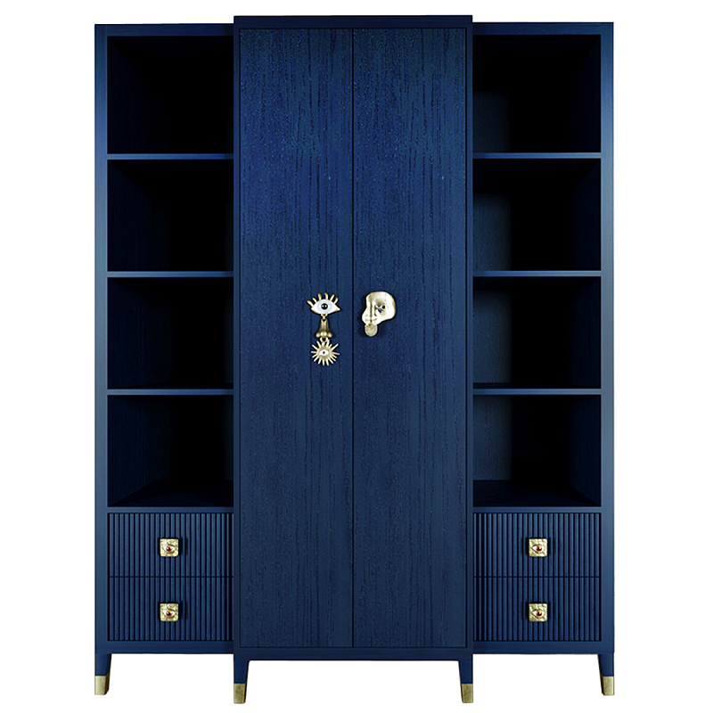 Большой шкаф с витриной Elsa Dreams Blue Синий Золотой Большой шкаф с витриной Elsa Dreams Blue Синий Золотой в Новосибирске | Loft Concept