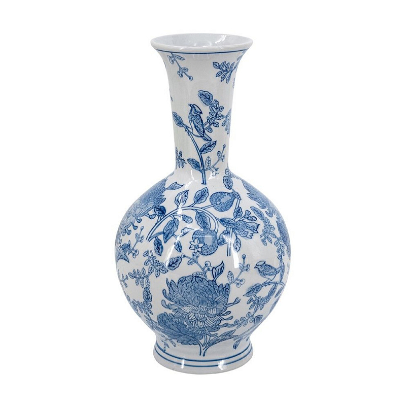 Ваза фарфоровая с синими цветочными мотивами Independence Голубой Белый в Новосибирске | Loft Concept 