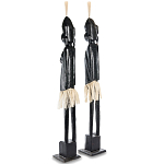 Комплект из 2-х деревянных статуэток Asmat Tall Statuettes Black варинант исполнения - 2 | Loft Concept в Новосибирске