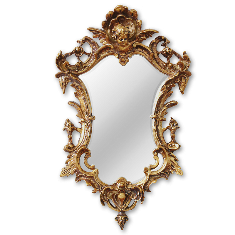 Зеркало настенное в ажурной раме золотого цвета с эффектом старины Classic Ornament Mirror Золотой в Новосибирске | Loft Concept 