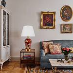 Настольная лампа бордовая с изображением птиц Slip Away варинант исполнения - 5 | Loft Concept в Новосибирске