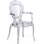 Прозрачный стул с подлокотниками LOUIS GHOST CHAIR Grey варинант исполнения - 1 | Loft Concept в Новосибирске