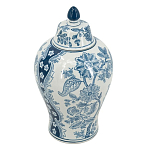 Ваза с крышкой и голубым цветочным рисунком на белом фоне Blue & White Ornament варинант исполнения - 1 | Loft Concept в Новосибирске