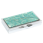 Таблетница карманная прямоугольная на 7 отделений с зеркалом и накладкой из натурального камня Амазонит Silver Stone Pillboxes варинант исполнения - 1 | Loft Concept в Новосибирске