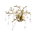 Бра в форме ветвей деревьев золотого цвета с прозрачными подвесками-каплями Droplet Bra варинант исполнения - 3 | Loft Concept в Новосибирске