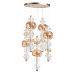 Люстра с плафонами из прозрачного и янтарного стекла в виде шаров и ромбов Gabriel Scott Luna варинант исполнения - 2 | Loft Concept в Новосибирске