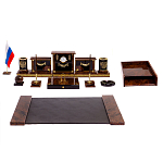 Настольный письменный набор с часами из природного камня обсидиана Royal Set варинант исполнения - 1 | Loft Concept в Новосибирске