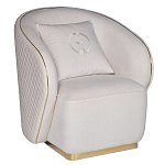 Кресло велюровое оттенка слоновой кости с простроченной спинкой Perfect Comfort варинант исполнения - 1 | Loft Concept в Новосибирске