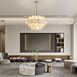 Люстра четырехъярусная с подвесками в форме дисков Cryptocrystalline Stone варинант исполнения - 6 | Loft Concept в Новосибирске