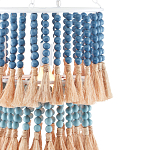 Подвесной светильник двухъярусный с декором из круглых деревянных бусин с кисточками Blue Wooden Beads Chandelier варинант исполнения - 1 | Loft Concept в Новосибирске