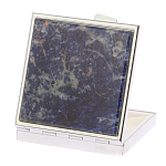 Таблетница карманная квадратная с 4-мя отделениями с зеркалом и накладкой из натурального камня Содалит Silver Stone Pillboxes варинант исполнения - 2 | Loft Concept в Новосибирске