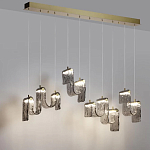 Подвесной светильник линейный с плафонами волнистой формы из фактурного стекла Big Wave варинант исполнения - 4 | Loft Concept в Новосибирске