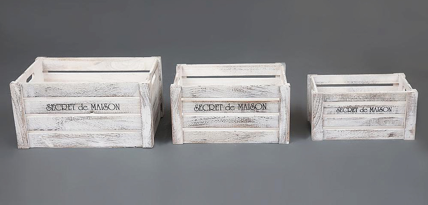 Набор из трёх ящиков Set of three antique white boxes  - Loft-Concept в Новосибирске