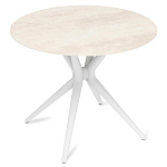 Стол обеденный с круглой столешницей из керамики на четырех белых ножках Sand Ceramics варинант исполнения - 3 | Loft Concept в Новосибирске