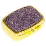 Таблетница карманная прямоугольная с 2-мя отделениями с зеркалом и накладкой из натурального камня Флюорит Gold Stone Pillboxes варинант исполнения - 1 | Loft Concept в Новосибирске