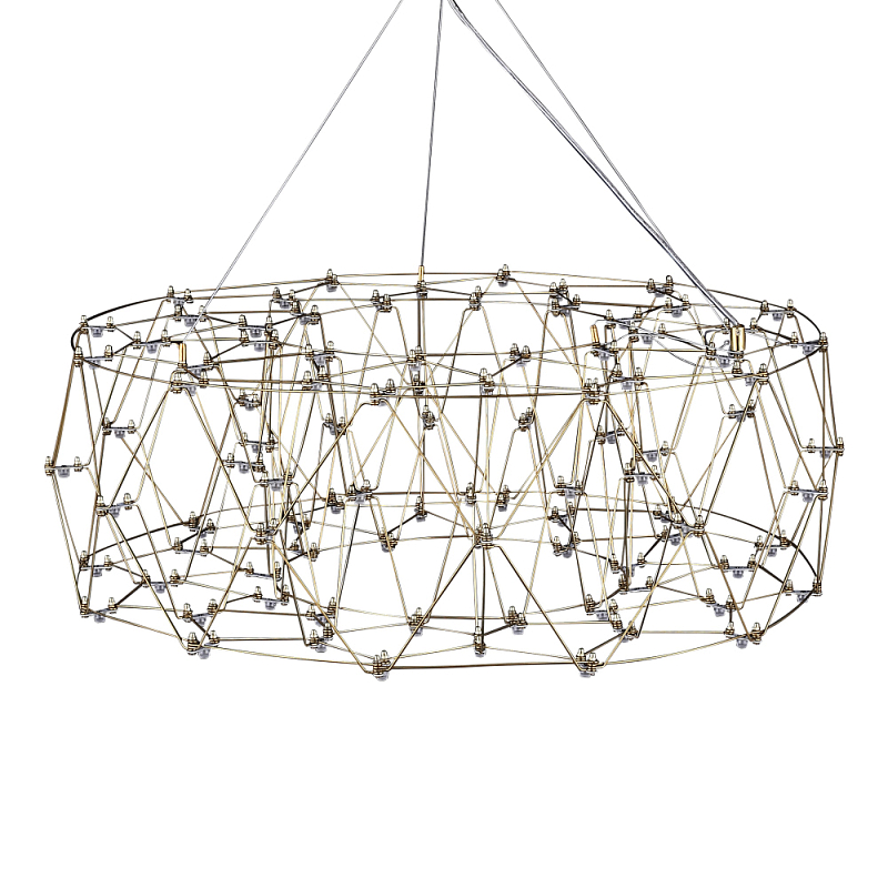 Люстра с тонкой металлической конструкцией цвета золото Quasar Прозрачный Золотой в Новосибирске | Loft Concept 