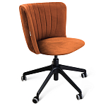 Стул с мягкой оранжевой обивкой из велюра и подъемно-поворотным механизмом на черных колесиках Harper Orange варинант исполнения - 1 | Loft Concept в Новосибирске