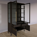 Витрина Primo со стеклянными фасадами и буфетом шпон Темный орех варинант исполнения - 4 | Loft Concept в Новосибирске